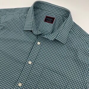 UNTUCKit Peterson Mens XL Teal Gingham Performance Short Sleeve Shirt 40881